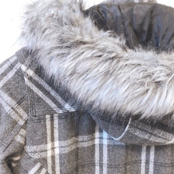 LIKE NEW Winter Parka Jacket Grey Checkered - Picture 4 of 10